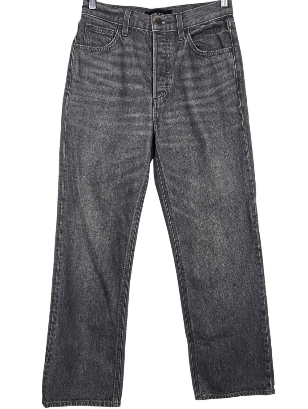 Denim Forum Arlo High Rise Straight 28L Jeans Button Fly Washed Black 26 Waist